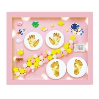 Baby Hand and Footprint Kit | Baby Footprint Kit | Newborn Keepsake Frame | Baby Handprint Kit | Personalized Baby Gifts | Nursery Decor | Baby Shower Gifts for Girls Boys | Mother's Day Gifts | Mold Your Memories Baby Clay Handprint & Footprint Wooden Frame With Led Light Safe And Non-Toxic Clay | New Born Gift | 1St Birthday Gift | Baby Hand and Foot Print Photo Frame With LED Li