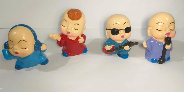 New mini musical buddha monk set of 4 Polyresin material 5 cms