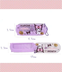 Cartoon foldable mirror with comb keychain.Color random only