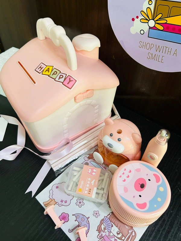 *Electric hut piggy bank with ELECTRIC STATIONERY