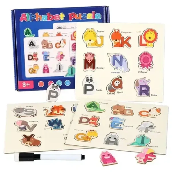 Alphabet puzzle on animals.