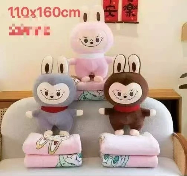 New arrival labubu toy with blanket inside Color random only Blanket size 110*160 cms