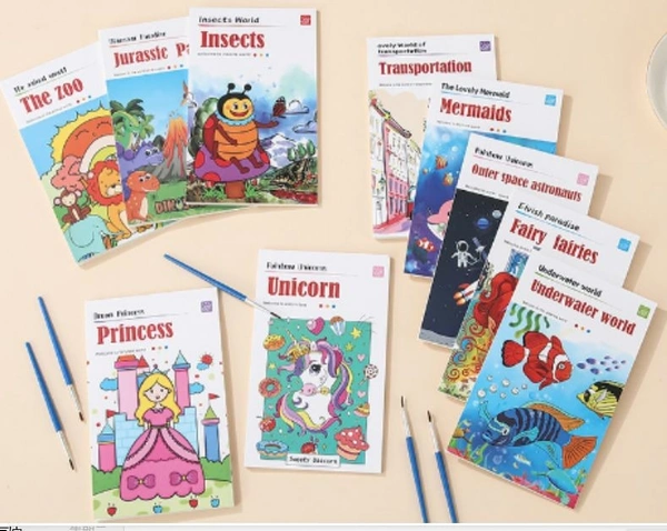 DIY coloring book with color palette big size  Only girl or boy choice possible character random only