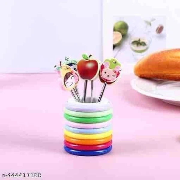 New premium quality steel fruit fork set with stand 8 forks