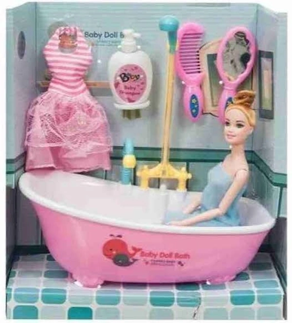 Baby doll bath tub with real working shower