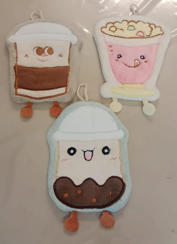Many more designs in hand towel Size approx 25 cms Premium quality each moq 2 Theme you can choose like fruit, coffee, etc Design random only