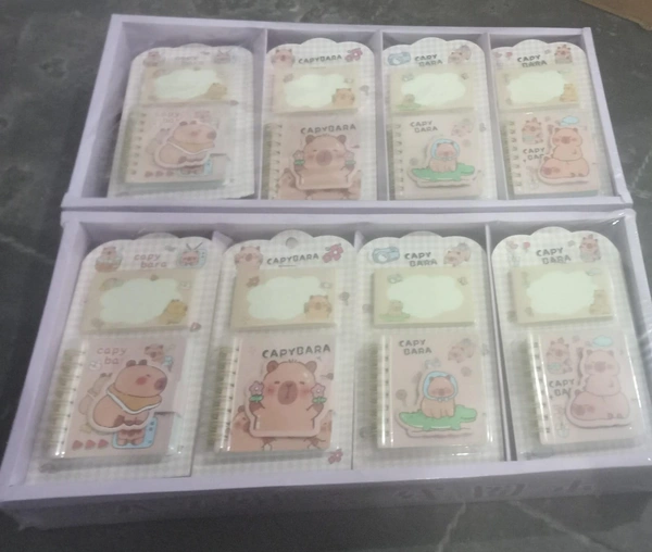 Capybara theme mini diary plus sticky notes packs of 12