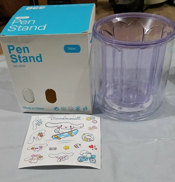 Tpu material revolving pen stand with stickers Box