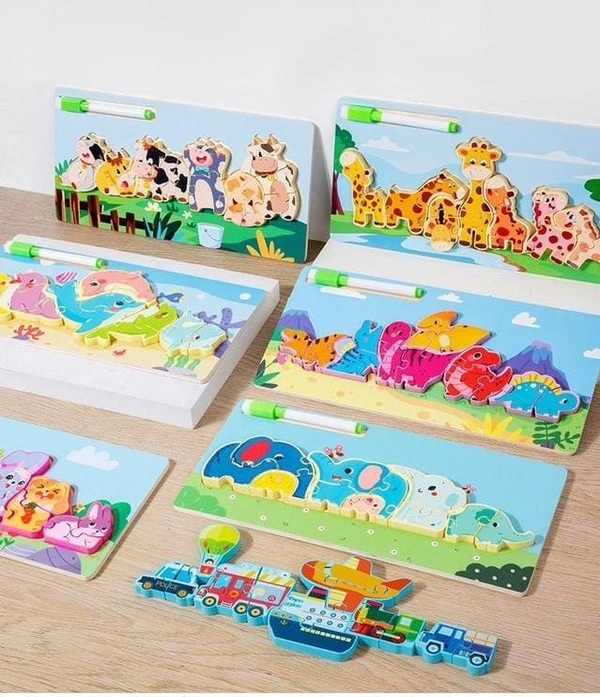 New wooden 3d puzzle with whiteboard on the back n marker