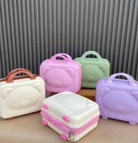 Premium quality kids mini suitcase cum vanity with lock - Teddy Bear