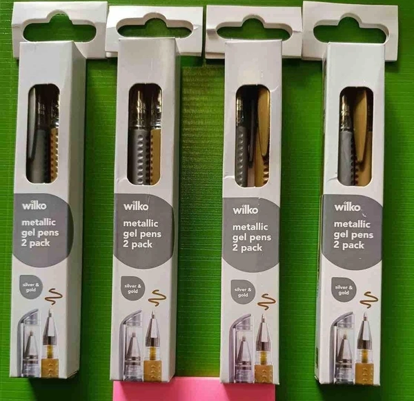 Metallic gel pens pack of 2 in silver abd golden color