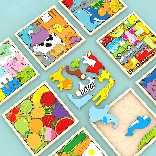 Multi designs wooden puzzles  Design random only no choice possible Real pic shared