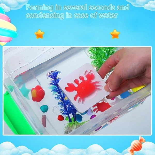 Diy Colorful Magic Jelly 3d mold making toy kit for kids*  Kit contains 4 random color random molds 4 60 ml bottle 1 Brush 1 Spatula 1 Sieves 1 packet of elf tablet 1 box