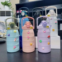 Premium quality 1200 ML Insulated Tumbler with Handle & Silicone Stickers | Double wall | Airtight & leak-Proof | Push Lock Button | Assorted Colors