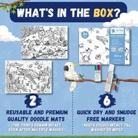 New doodle mats diy kit Reusable 2 themes available vehicle and animal Included in box are 2mats and markers 