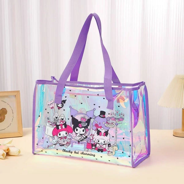 Holographic tote bags with zip 17 Inches plus.Character available now Kuromi, spiderman and space - Kuromi