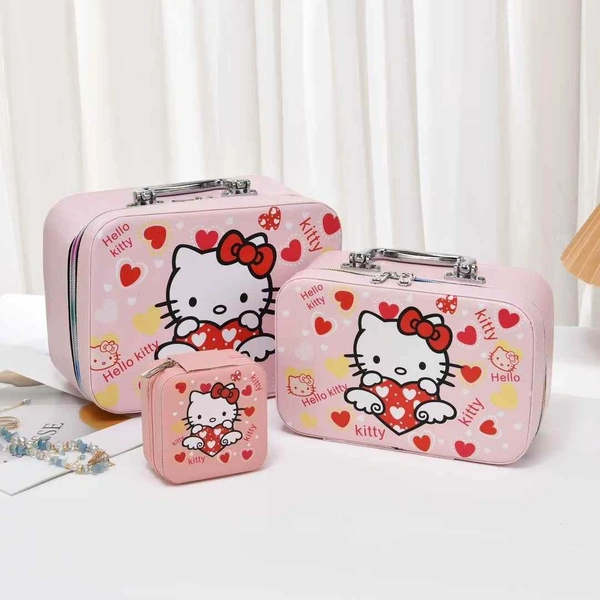 Premium quality set of 3 vanity case 6 designs available. Character choice available  - kitty