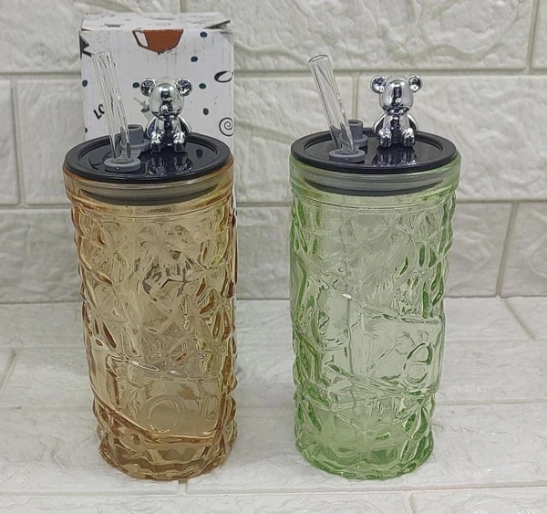 470 ML GLASS MASON JAR WITH STRAW
