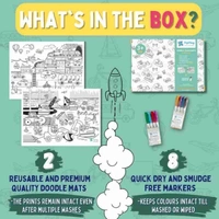 New doodle mats diy kit Reusable 2 themes available vehicle and animal Included in box are 2mats and markers 