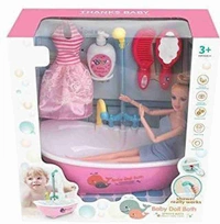 Baby doll bath tub with real working shower