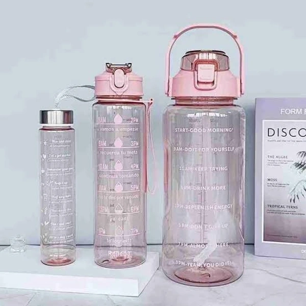 Set of 3 motivational bottle in new transparent look Capacity 2000ml/900ml/300ml Color random only