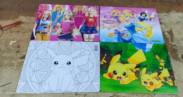 Card zigsaw puzzles in many themes Size A4 Back side coloring Only girl or boy choice possible character random