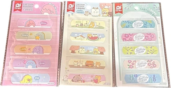 Cute Cartoon Printed Bandage for Kids  Waterproof  5 pcs in each card