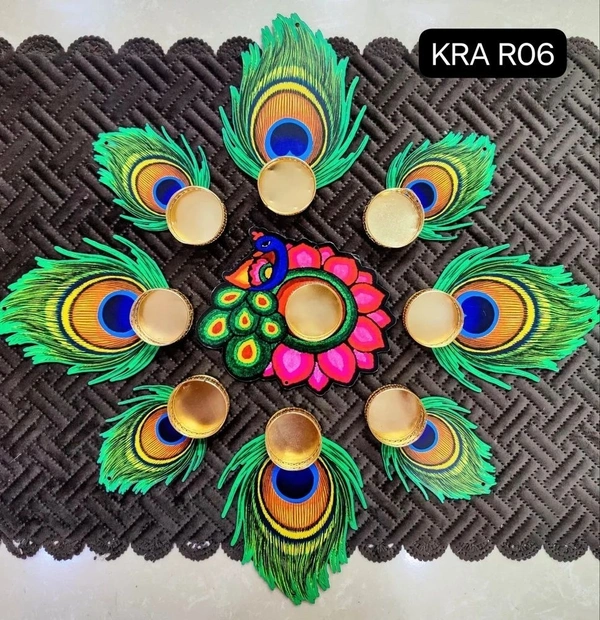 Morpankh Rangoli SetMDF base RangoliSet of 9 pcs t light holders - Pack of 3 Sets