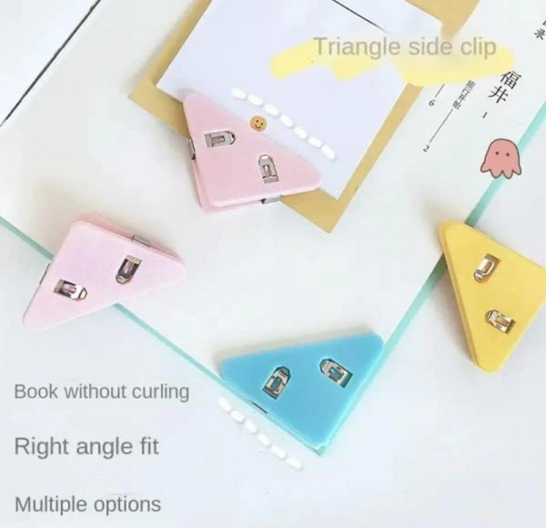 Corner Paper Clip Prevent Books Curling,Triangle Book Page Bookmark for Students,Multifunctional Document Clip Book Page Corner Clip (Pack of 10).Color random only