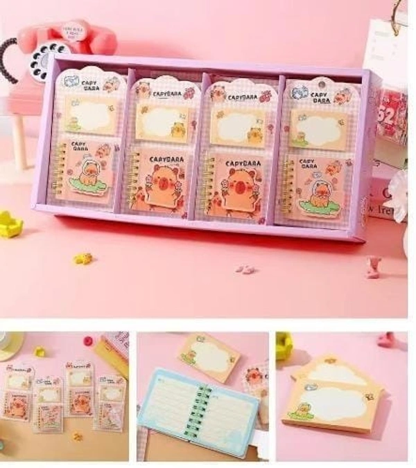 Capybara theme mini diary plus sticky notes packs of 12