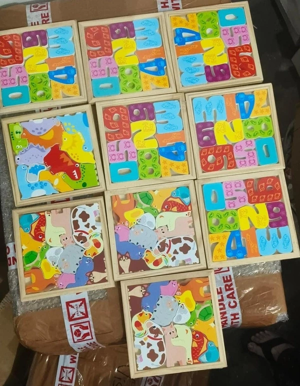 Multi designs wooden puzzles  Design random only no choice possible Real pic shared