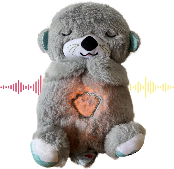 Breathing Teddy Otter Glowing Music for Baby Sensory Sleep Lights Rhythmic Simulation - Color random only