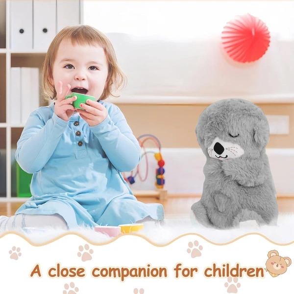 Breathing Teddy Otter Glowing Music for Baby Sensory Sleep Lights Rhythmic Simulation - Color random only