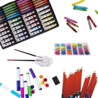 145 pc coloring suitcase pencil colors, water colors, brushes, sketch pens, oil pastels, Coloring tray  sets