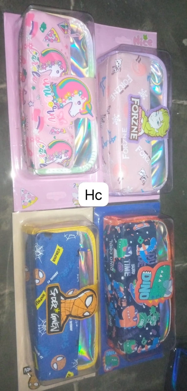 DUAL ZIP HOLOGRAPHIC PENCIL POUCH  VERY PREMIUM QUALITY