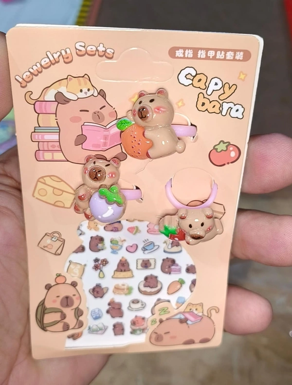 Nail art cum jewellery kit cards Capybara and kuromi available pack of 10 cards