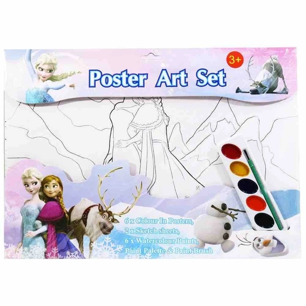 Poster art set Contains 6 x Colour In Posters 2 x Sketch Sheets 6 x Watercolour Paints Paint Palette & Paint Brush
