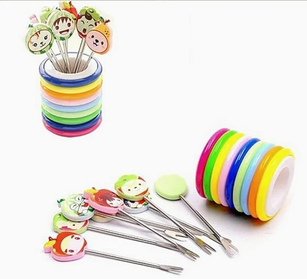 New premium quality steel fruit fork set with stand 8 forks