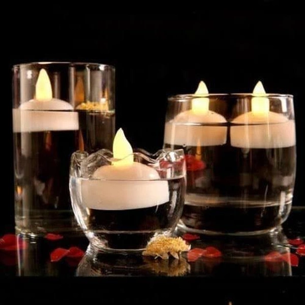 * Water sensor candles*  💥💥💥💥💥💥💥💥💥  Battery Operated Floating Candle diya Lights 💫💫💫💫💫💫💫💫   Tealight Decorative  Water Floating LED Candles for Ganesh Utsav,  Diwali Decorations,parties,  Smokeless & Flameless and a Unique candle for celebration.  Pack of 24 pieces box packing💫💫
