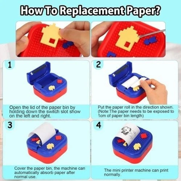 Mini Printer - Portable Thermal Printer for Notes, Journal, Memo, Photo, Study with 1 Roll Paper - Compact, USB  Rechargeable, and Easy to Use  Box Packing. Color as per availability