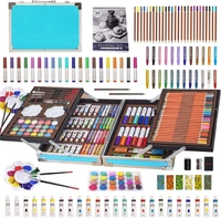 145 pc coloring suitcase pencil colors, water colors, brushes, sketch pens, oil pastels, Coloring tray  sets