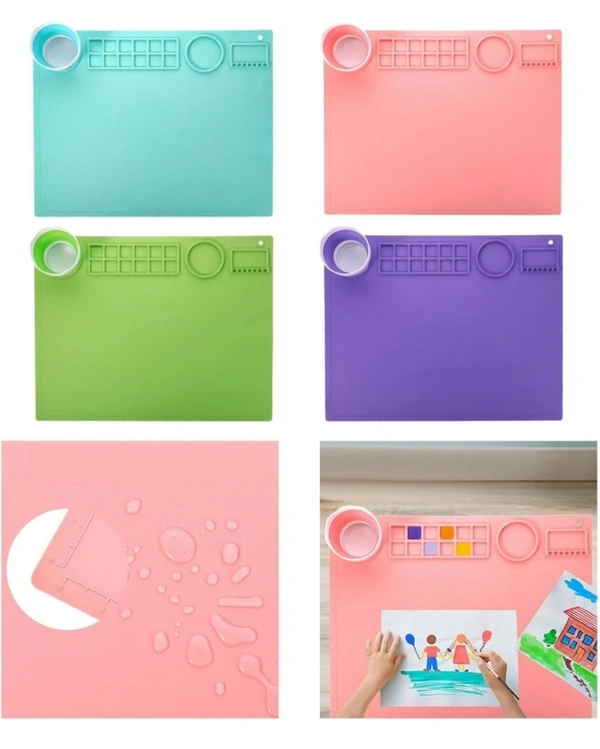 Silicon paint mat with double cup