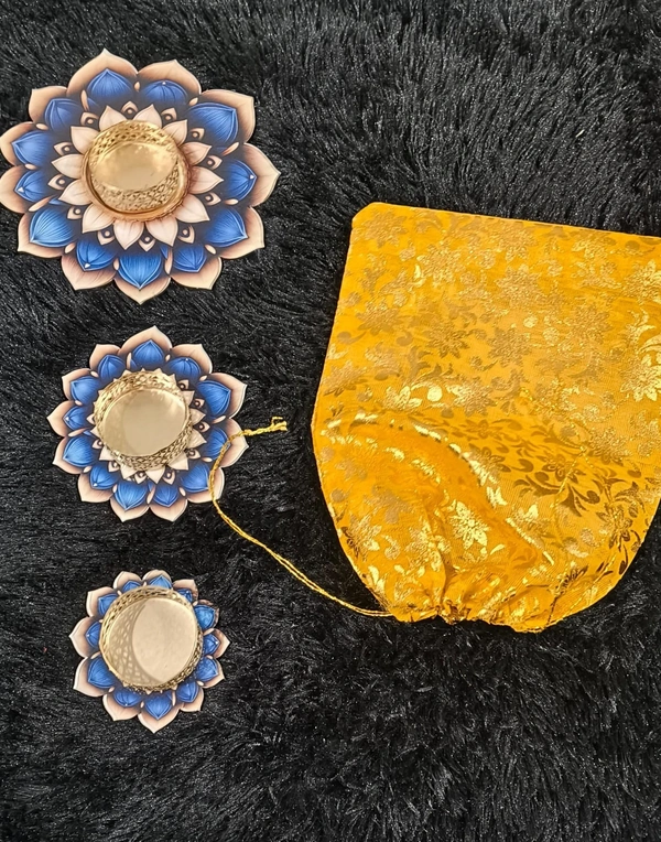 Tea light holders set of 3 in potli packing  Wax tealight included  Size 6/4/3 inches.best for budget gifting for ganesh chaturthi n diwali