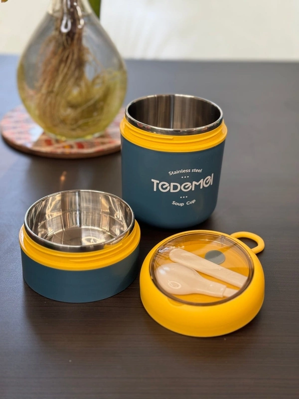 Tedemei Double Partition Leakproof Soup Bowl – 2-in-1 Hot Pot & Food Container for Office & Travel