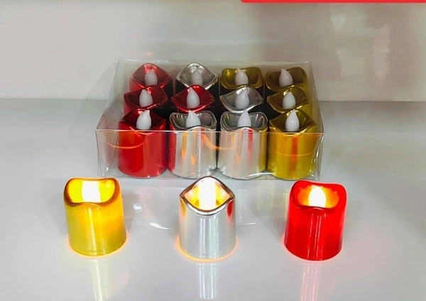 Led candles in golden silver n red colors With on off button