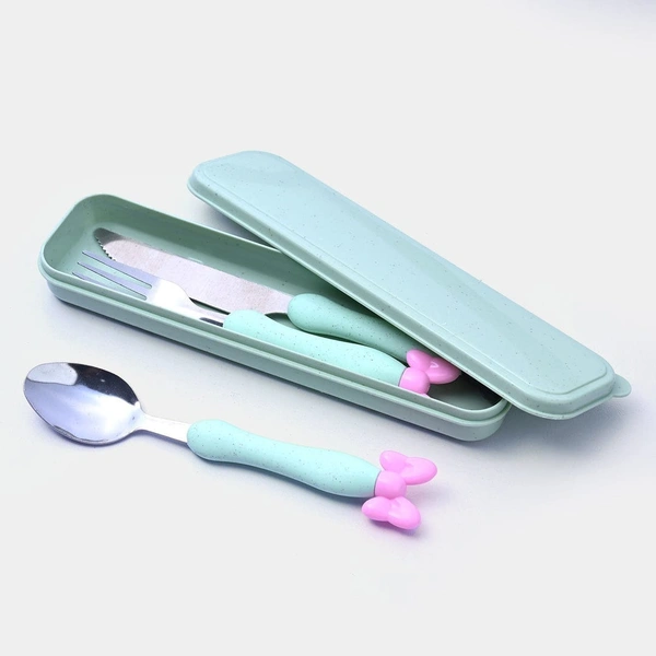 3 pc spoon fork knife set in a box