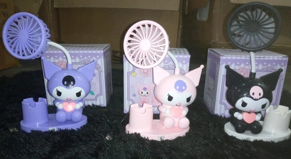 New kuromi table fans with pen stand Usb charging Color random only