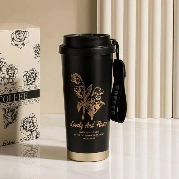 Tumbler, Flask for Tea Coffee, Insulated Coffee Mug, Coffee Tumbler, Double Wall Vacuum Insulated Mug, Coffee Mug with Leakproof Lid  530 ml Stainless steel