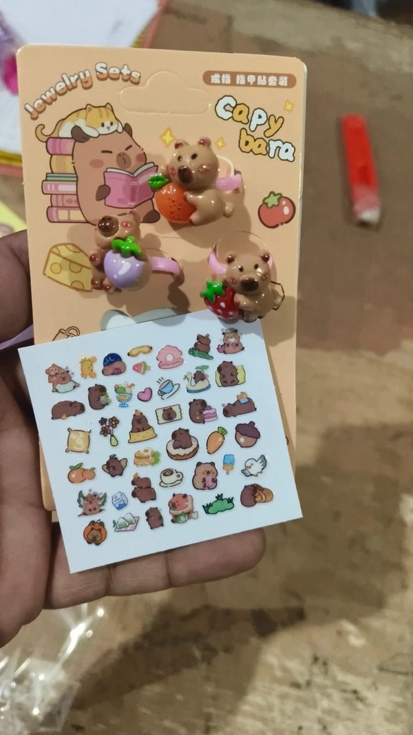 Nail art cum jewellery kit cards Capybara and kuromi available pack of 10 cards
