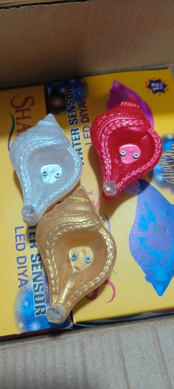 Shankh premium sensor diya  Pack of 12. 3 colors in each box